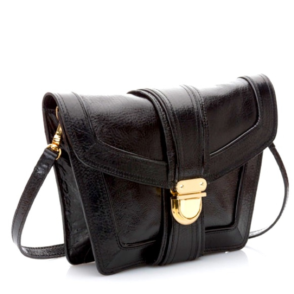 Black Italian leather bag with gold hardware. Made in USA 🇺🇸 NWOT